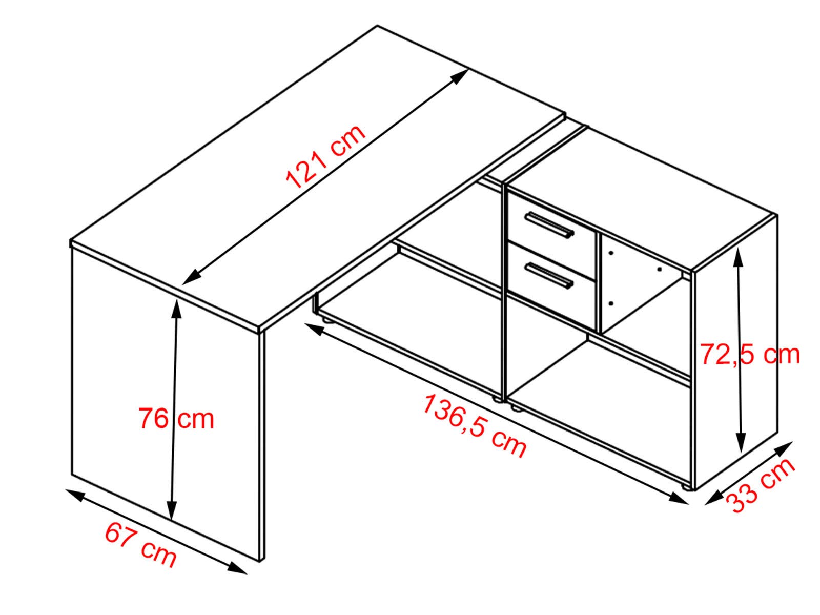 möbelando Büro-Kombi Komplettset Trio 2345 Weiß