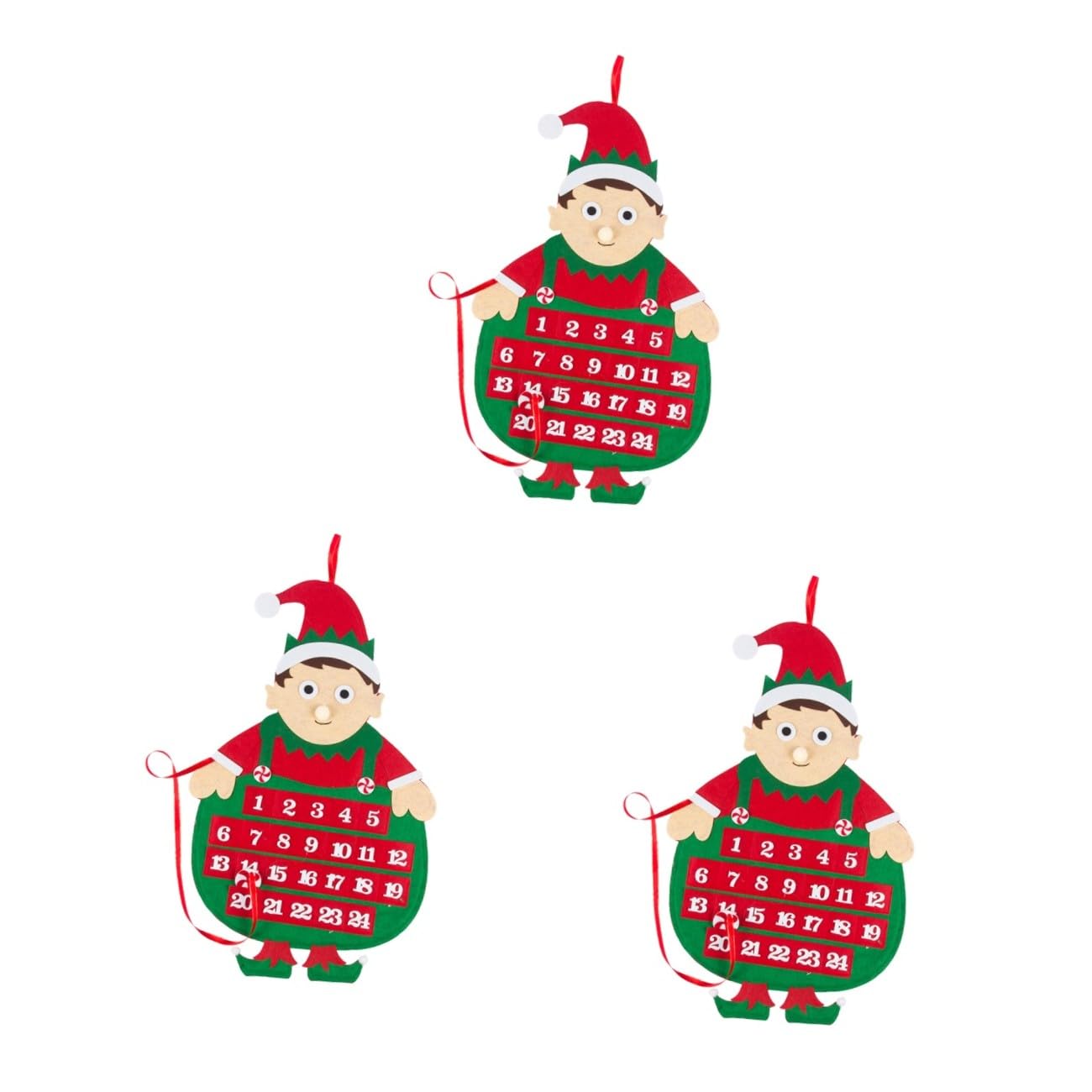 PRETYZOOM 3 Stk Urlaub Adventskalender Neujahr Advent Adventskalender Aus Filz Krippendekoration Weihnachtstuchkalender Weihnachtskalender Hängend Ornament Karikatur Gefühlt Ältere