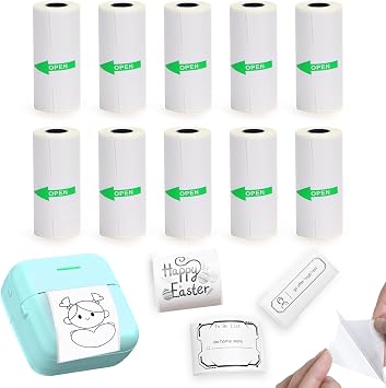 10 Rolls Mini Printer Sticker Paper Refill for Mini Printers for Study Note
