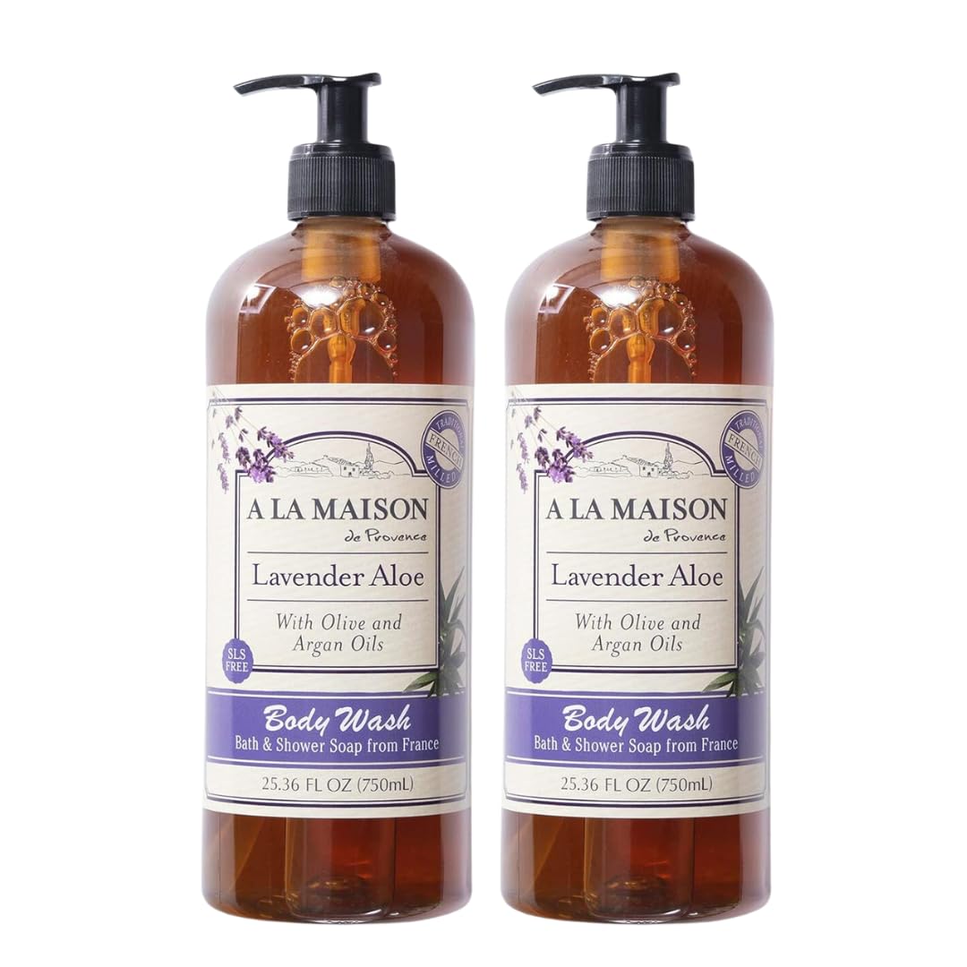 A LA MAISON French Hydrating Liquid Body Wash, Lavender Aloe - Natural Body Wash Made with Essential Oils - Biodegradable, Plant-Based, Vegan,