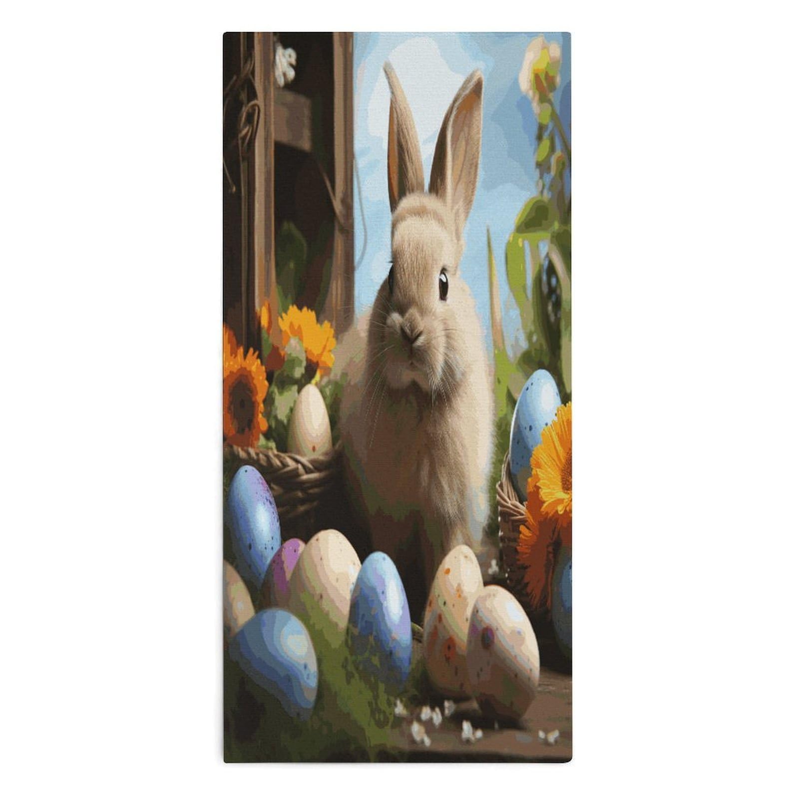 Fodpand Style Easter Rabbit And Easter Eggs Microfiber Towels, Decorative Bath Towel Soft & Lightweight, Hand Towels Multipurpose Use For Bathroom, Pool, Gym, Spa, And Hotel Use