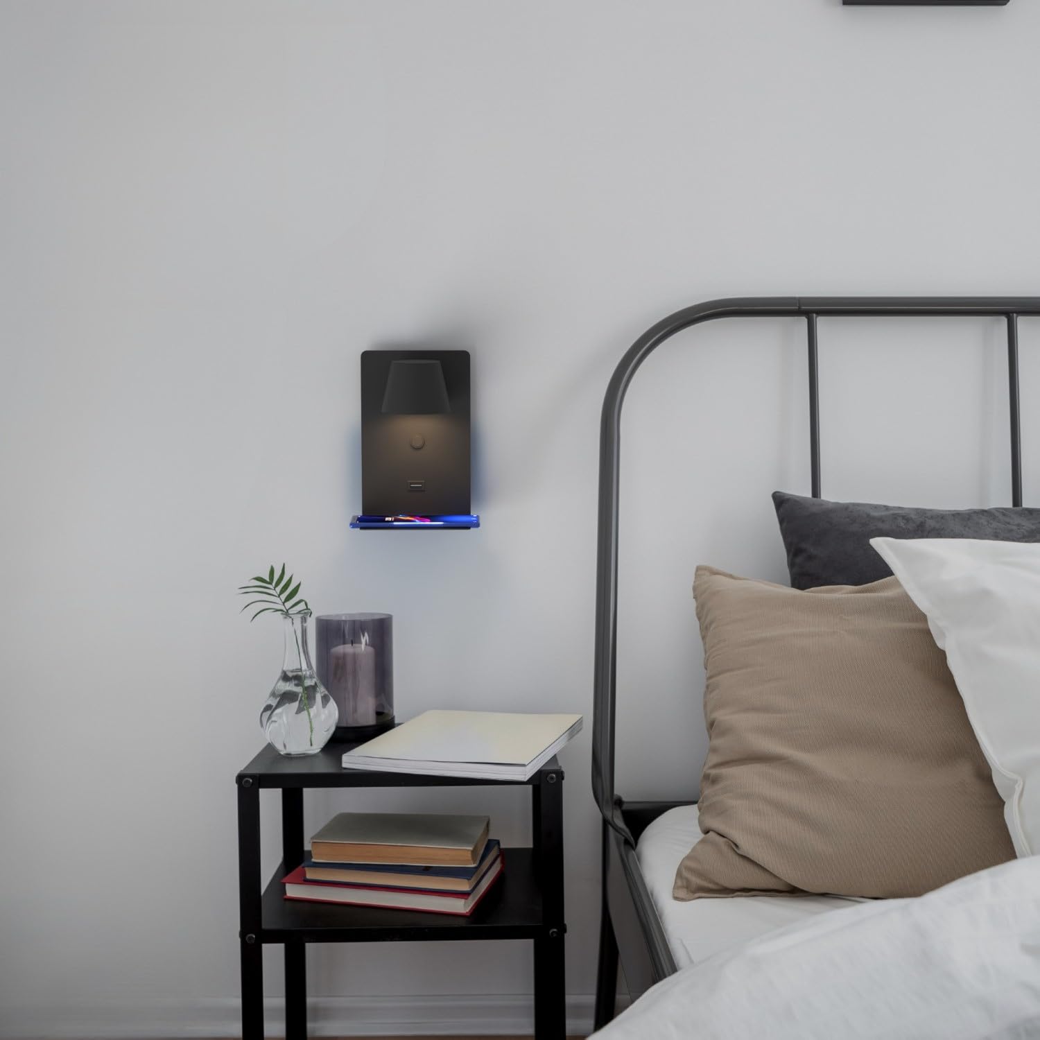 Applique murale LED en aluminium noir pour lecture