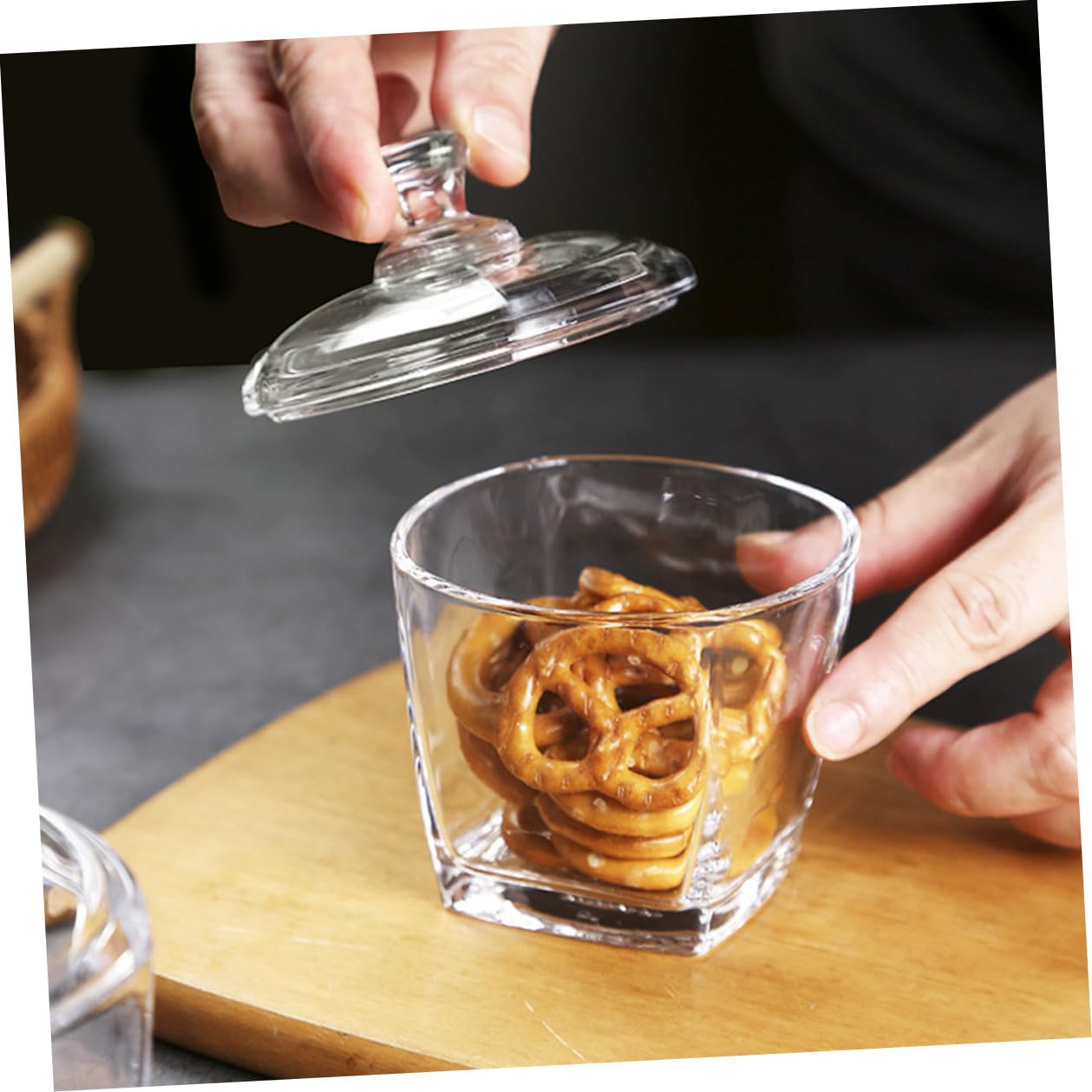 TOYANDONA 2 Stück-pack Glasbehälter mit Deckel 260ml für Snacks und Kekse aus Glas mit Abdichtung und Feuchtigkeitsschutz im Einfachen Stil