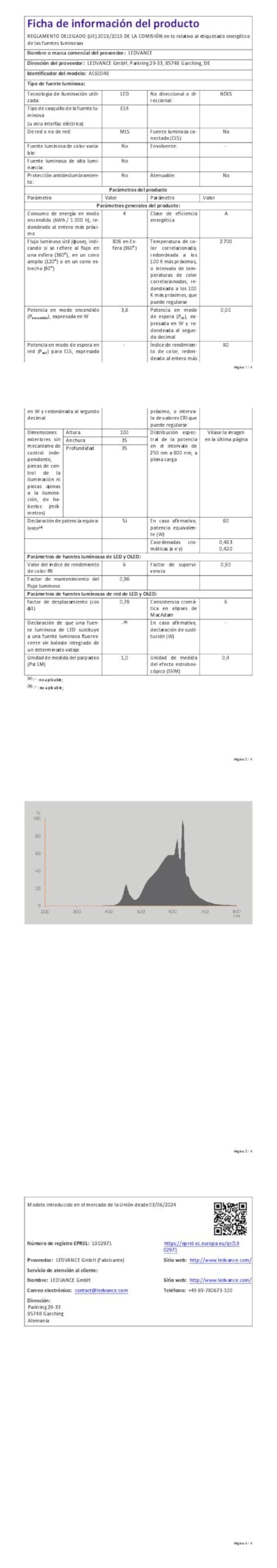 OSRAM Energy Class en forma clásica de mini vela, 3,8 W / 806 lm, EEK A, | , LED Lamps, 35.00 Millimetres dia, , Paquete de 6
