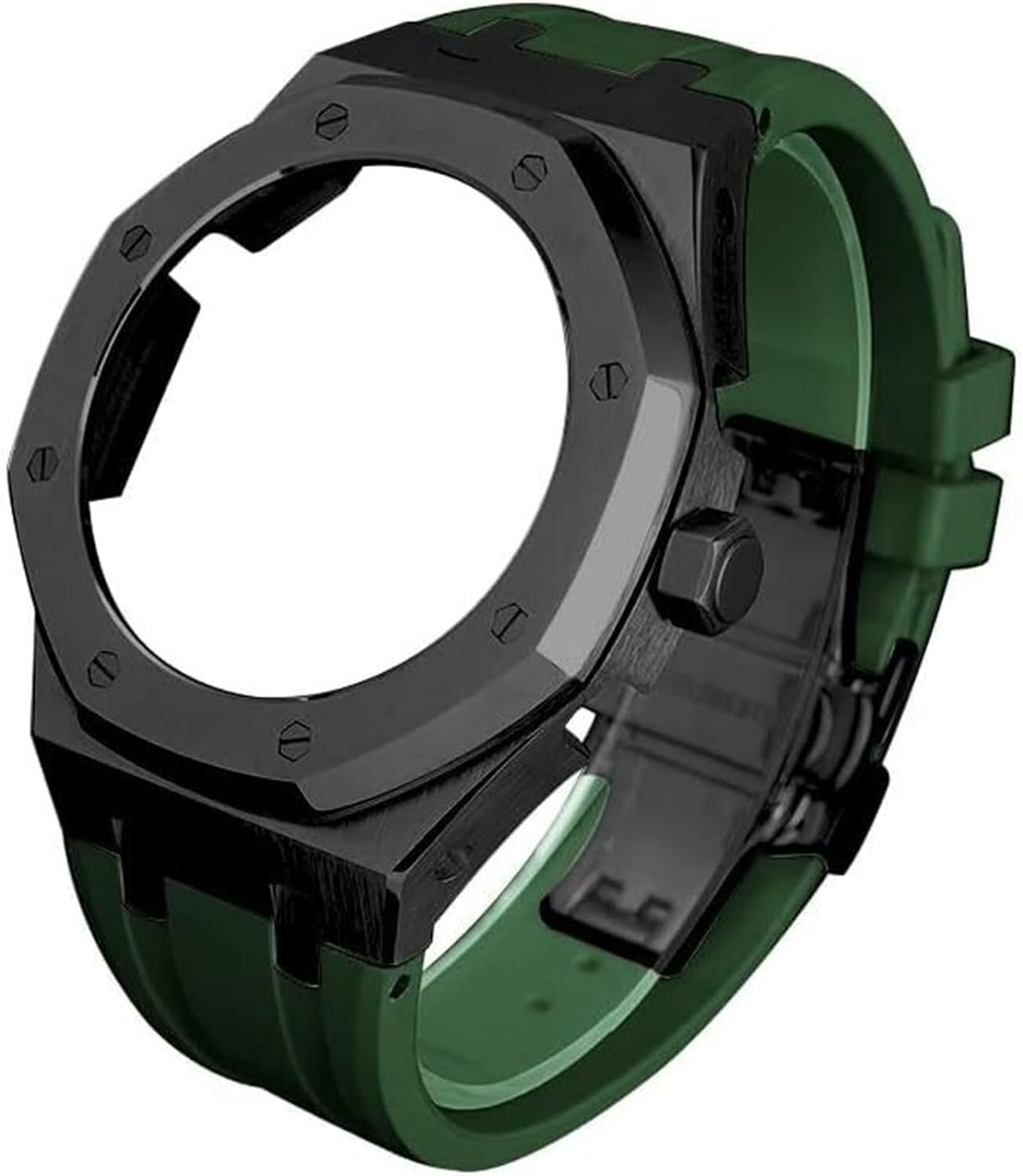 QHQQXN Kit de Reloj de 5ª generación, para GA2100 GA-2100 GA2110 Caja de Reloj de Metal Correa de Caucho de Acero Inoxidable Correa de Caucho flúor Kit de reequipamiento para Relojes de Hombre Correa