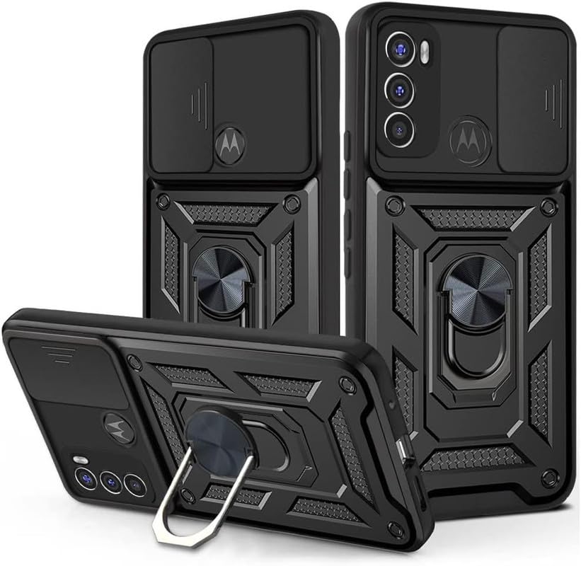 SkyTree Moto G60 6.8", Robotic Sliding Camera Window Shock Proof Thunder Case, Dual Layer Hybrid Armor Back Cover Case with Kickstand for Moto G60 6.8" - Black (B0CZS5FZNG) Amazon Price History, Amazon Price Tracker