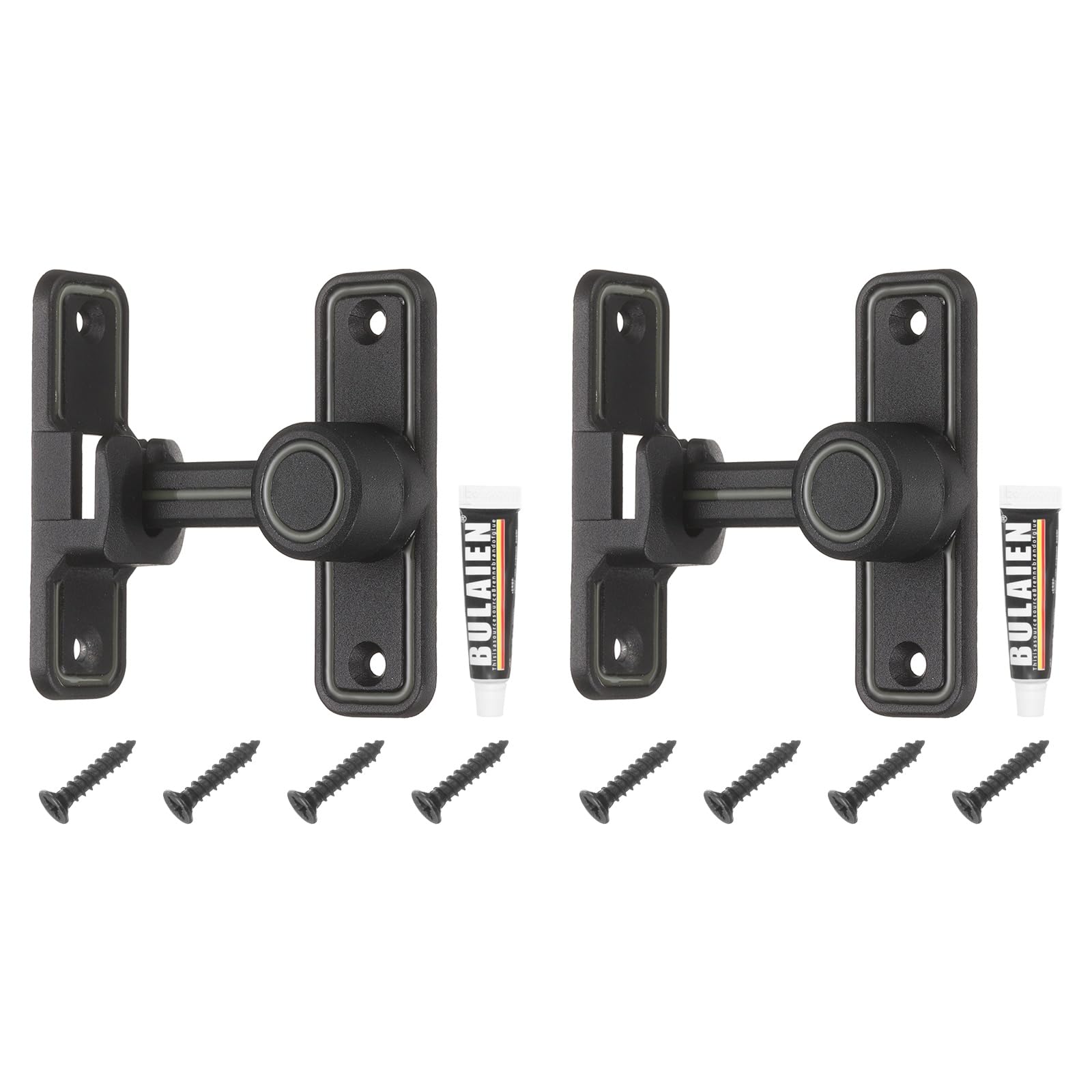 sourcing map 2Pcs 90/180 Degree Positioning Gate Latch, Zinc Alloy Flip Sliding Barn Door Lock with Handle, Heavy Door Latches for Barn Cabinet Wood Fence Garage (Black Night Glow)