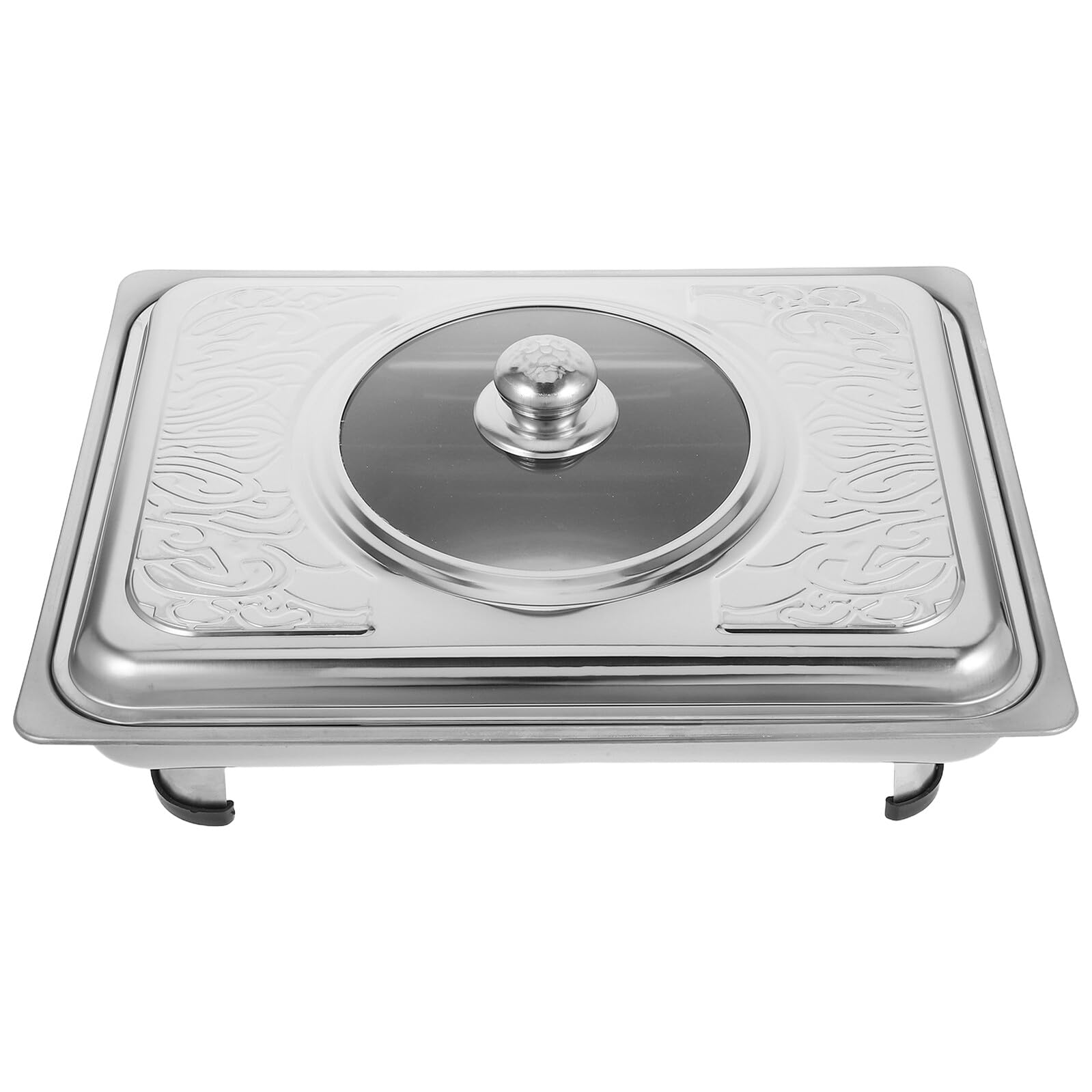 Plateau de Buffet Rectangulaire en Acier Inoxydable 40x30 Cm avec Couvercle, Plateau Chauffe-plats Réfrigéré, pour Buffet, Traiteur et Service en Restauration