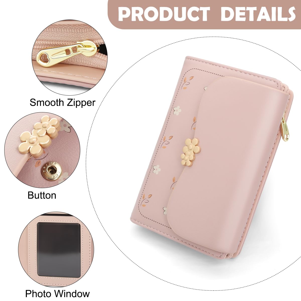 REETEE Geldbörse Klein Damen PU Leder Geldbeutel Damen Klein und im Kurzformat Portemonnaie Viele Fächer, Portmonee mit 10 Kartenfächer und Zipper Münzfach Brieftasche (Rosa)