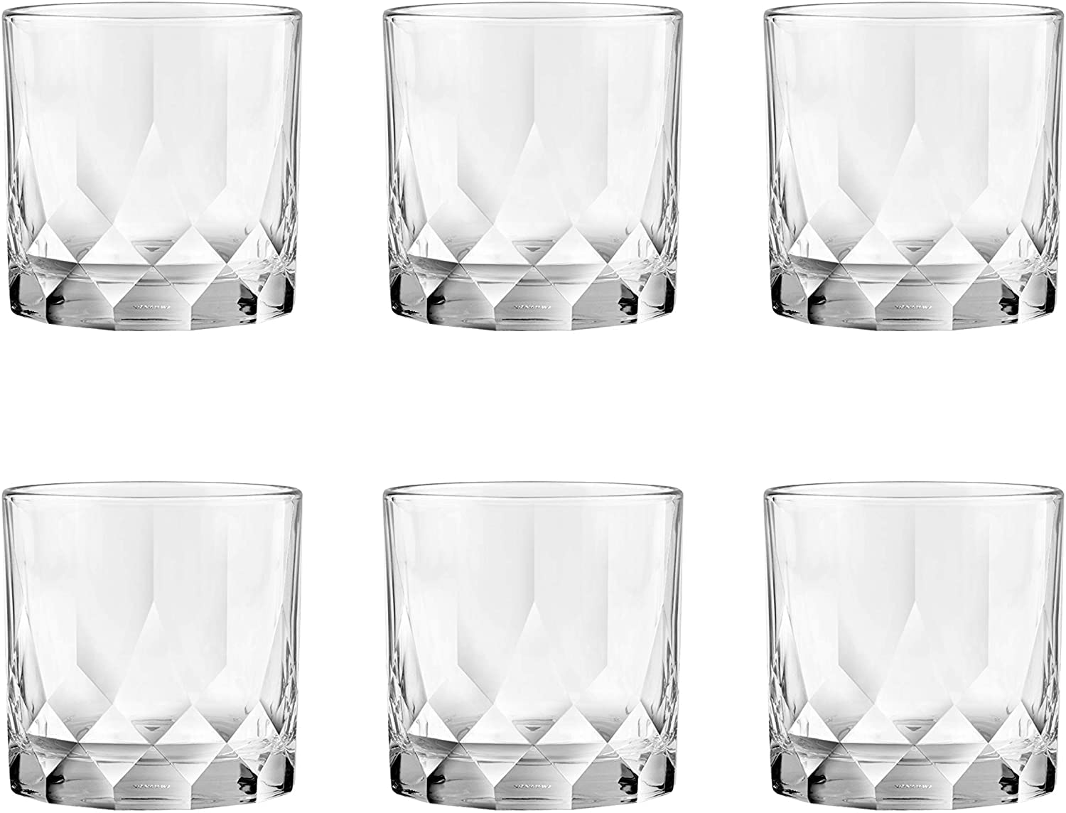 TAGROCK Premium Crystal Clear Cut X Hard Rock Classic Whisky Glasses, 350ml, Pack of 6 - Image 2 thumbnail