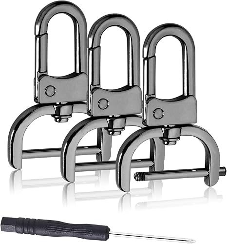 Miniatura 7 de Paquete de 6 ganchos giratorios desmontables de 34 pulgadas, cierre de pinza de langosta de metal con destornillador para accesorios de llavero de