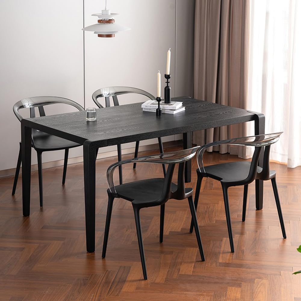 Oslo Plastic Dining Chair with Transparent Border | Durable & Stylish | Modern Lightweight Chair for Dining Room, Living Room, Café | Black 2