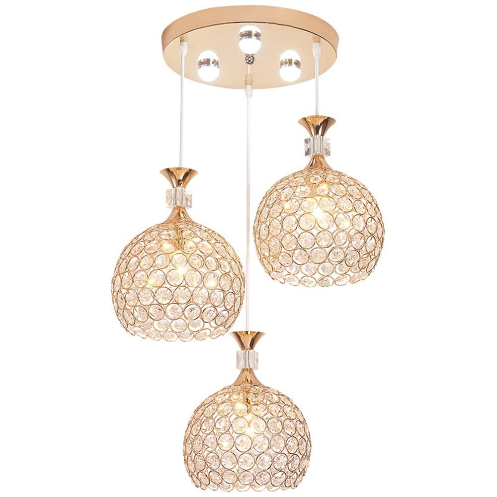 Lampe de chevet suspendue cuisine salle à manger luminaire réglable en cristal doré E26