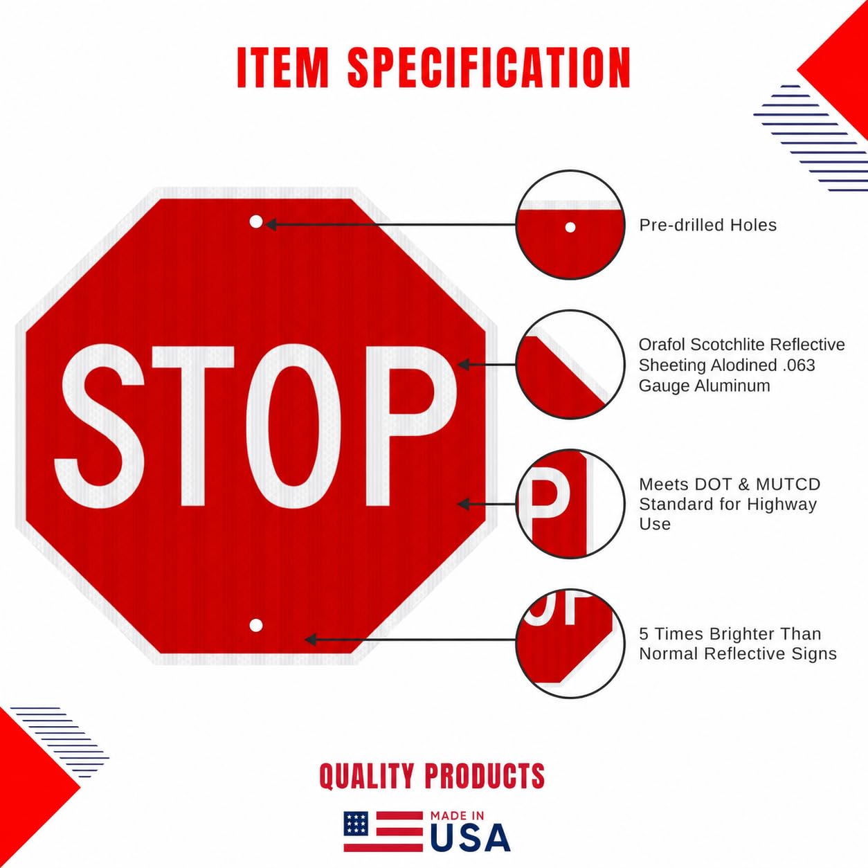 Amazon.co.jp: Municipal Supply and Sign Co 30 x 30 ストップサイン 