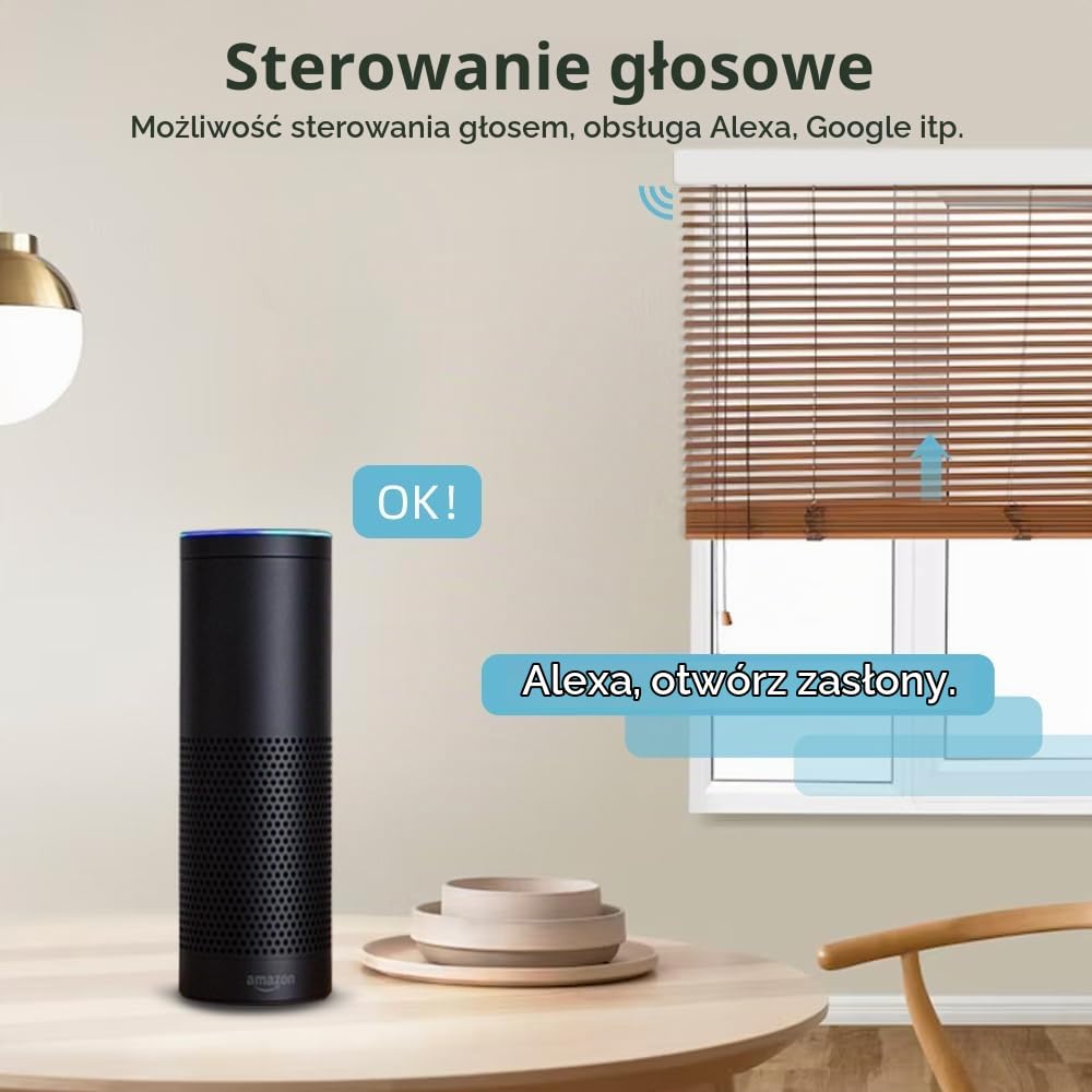 zemismart Tuya silnik WiFi do rolet,37 mm,sterowanie głosowe/aplikacja/timer,Alexa Control,silnik lampowy. inteligentne rolety DIY