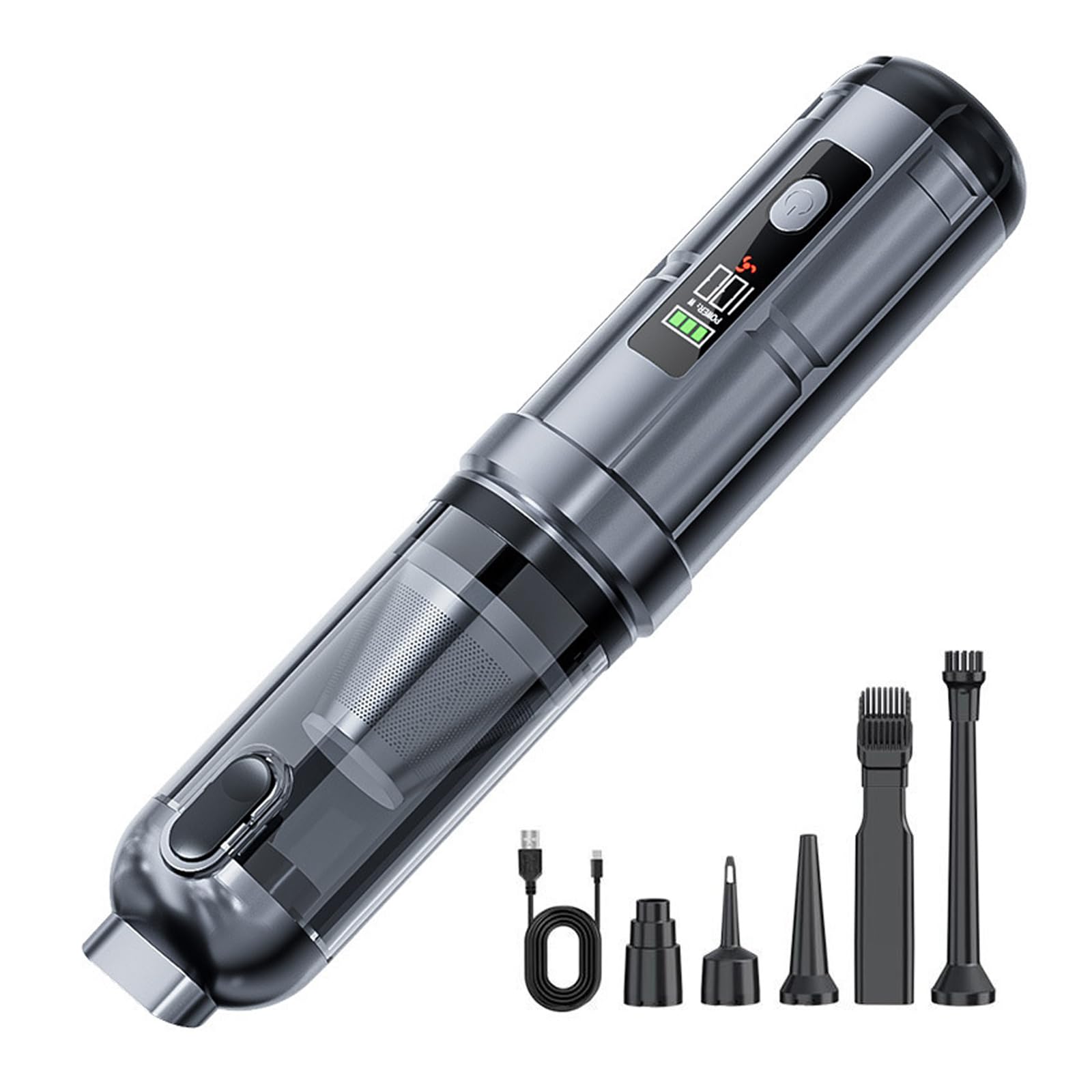 Tsophreniq Silver Black Auto Interior Vacuum Air Blower Compressed Air Duster Keyboard Cleaner For Car Interior Handheld Cordless Cleaners Car And Home Cleaner