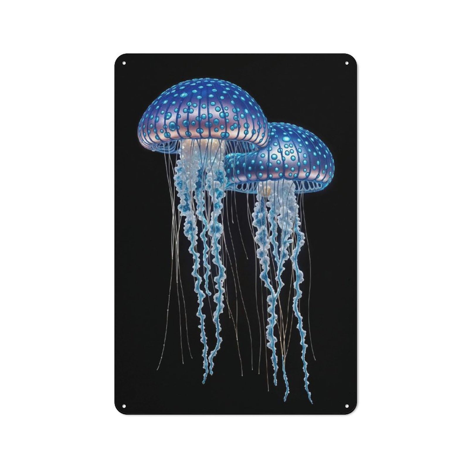 Jellyfish Couple Metal Wall Plaque, Easy to Hang Plaque for Living Room, Hallway, Kitchen Or Pet Corner, 30x20cm