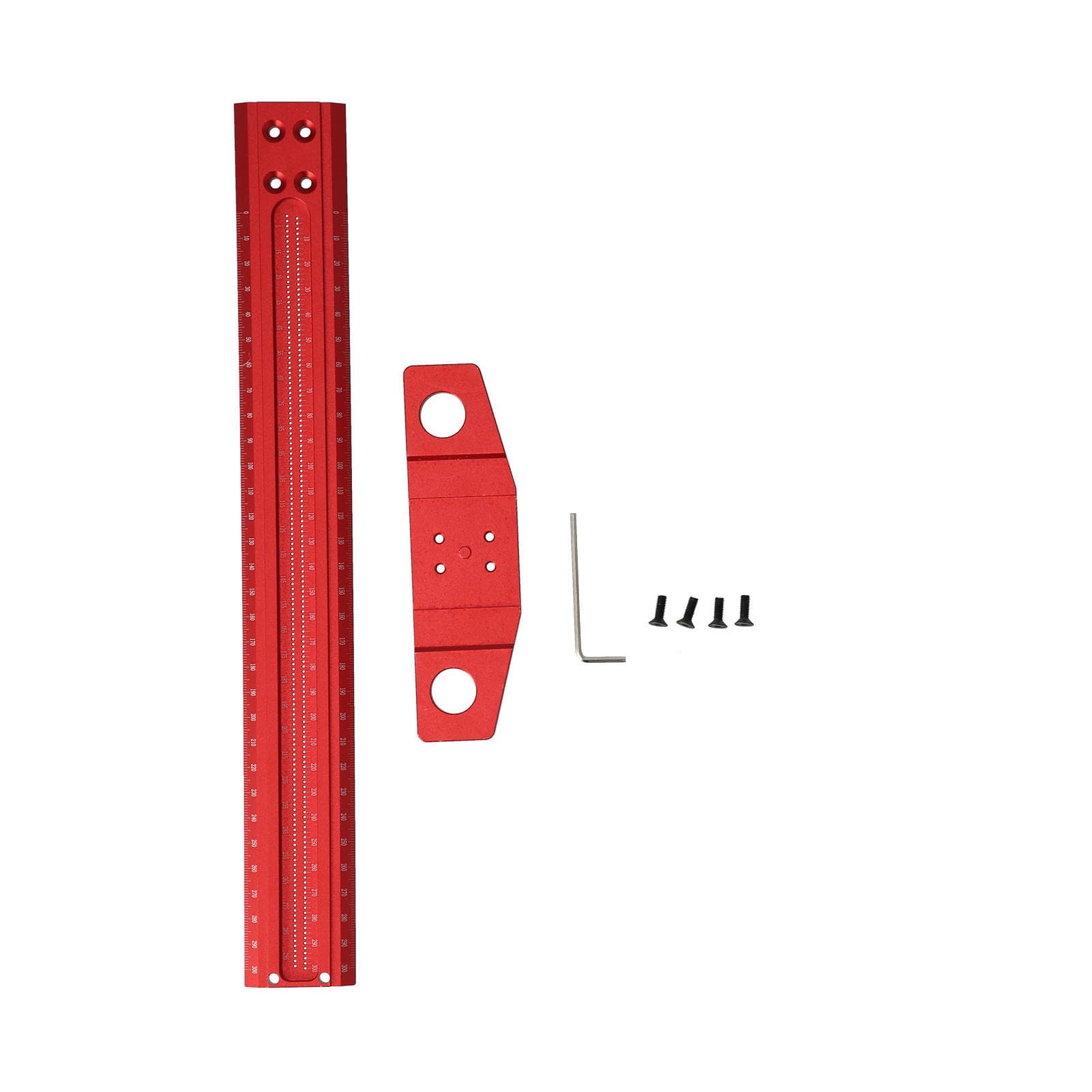 Righello Quadrato a T in Lega di Alluminio 300mm per Lavorazione del Legno Strumento di Misurazione Rosso Precisione 1mm