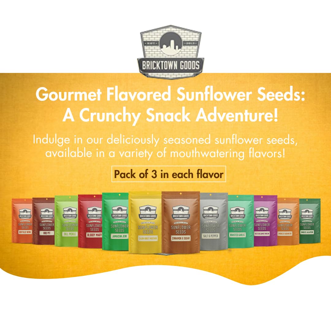 Bricktown Goods Smoked Habanero Flavored Sunflower Seeds - 3 Pack - Boldly Seasoned and Roasted In-Shell Sunflower Seeds - 24 oz Total