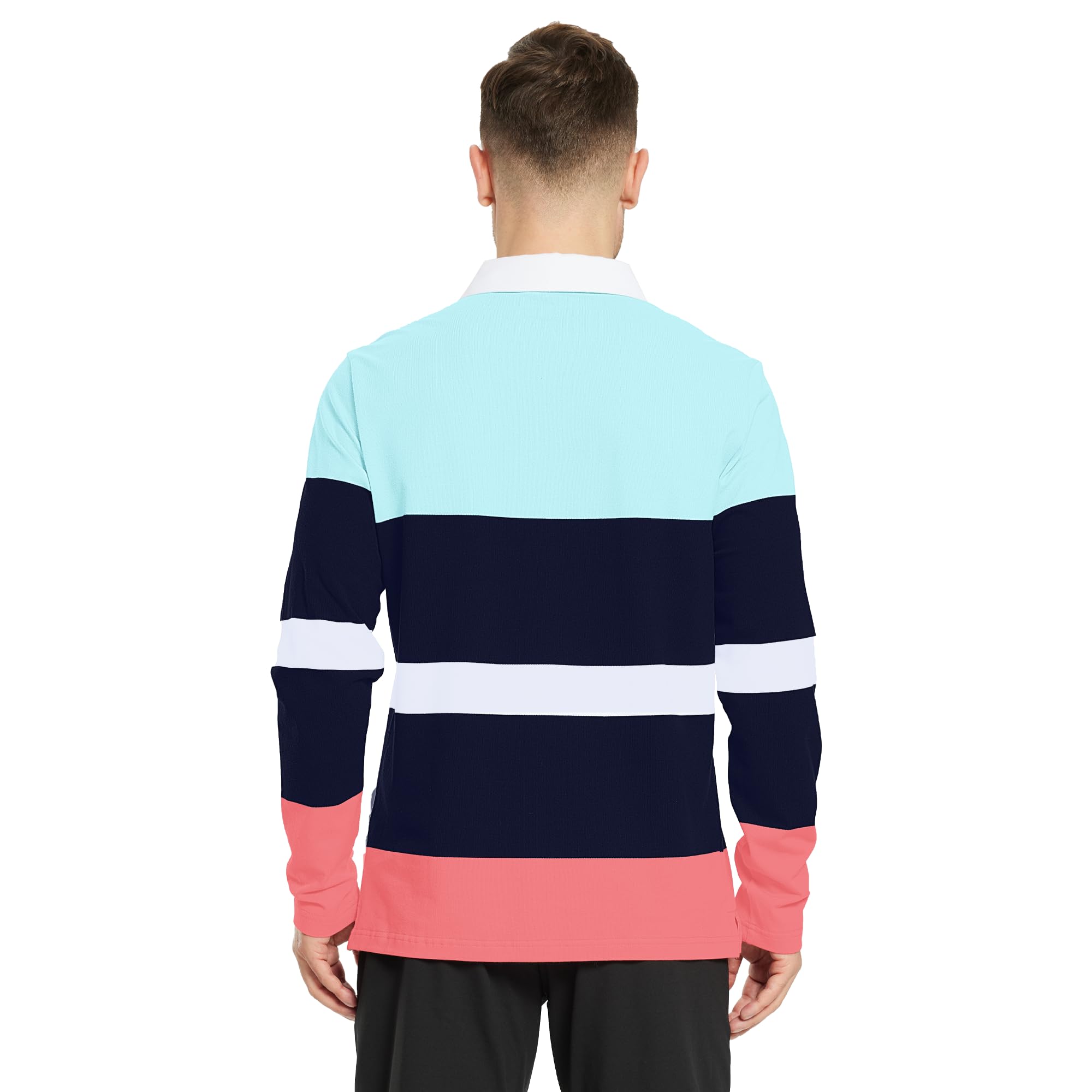Herren Golf Polo Shirts Langarm Gestreift Dry Fit Casual Kragen Pique Poloshirts für Männer