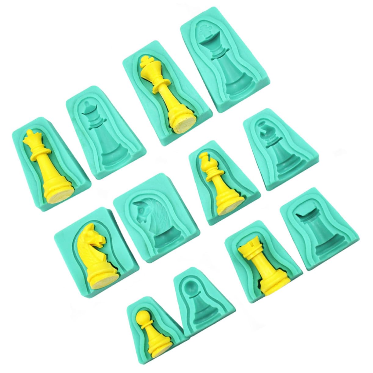 Molde de Silicona 3d para Chocolate de Ajedrez, 12 Piezas | Verde, Flexible y Fácil de Limpiar, Diseño Creativo para Hornear Fondant y Tartas