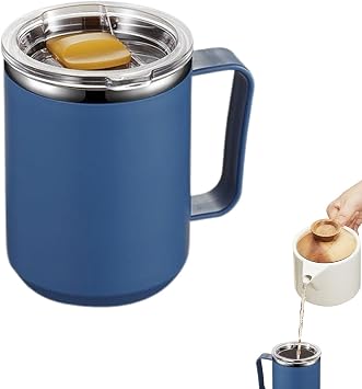 Insulated Mug, 450ml Thermal Coffee Mug, Stainless Steel Coffee Mugs, Travel Tumbler, Water Cup with Lid Handle, Reusable Metal Tumbler, Camping Mugs Keep Hot, Christmas