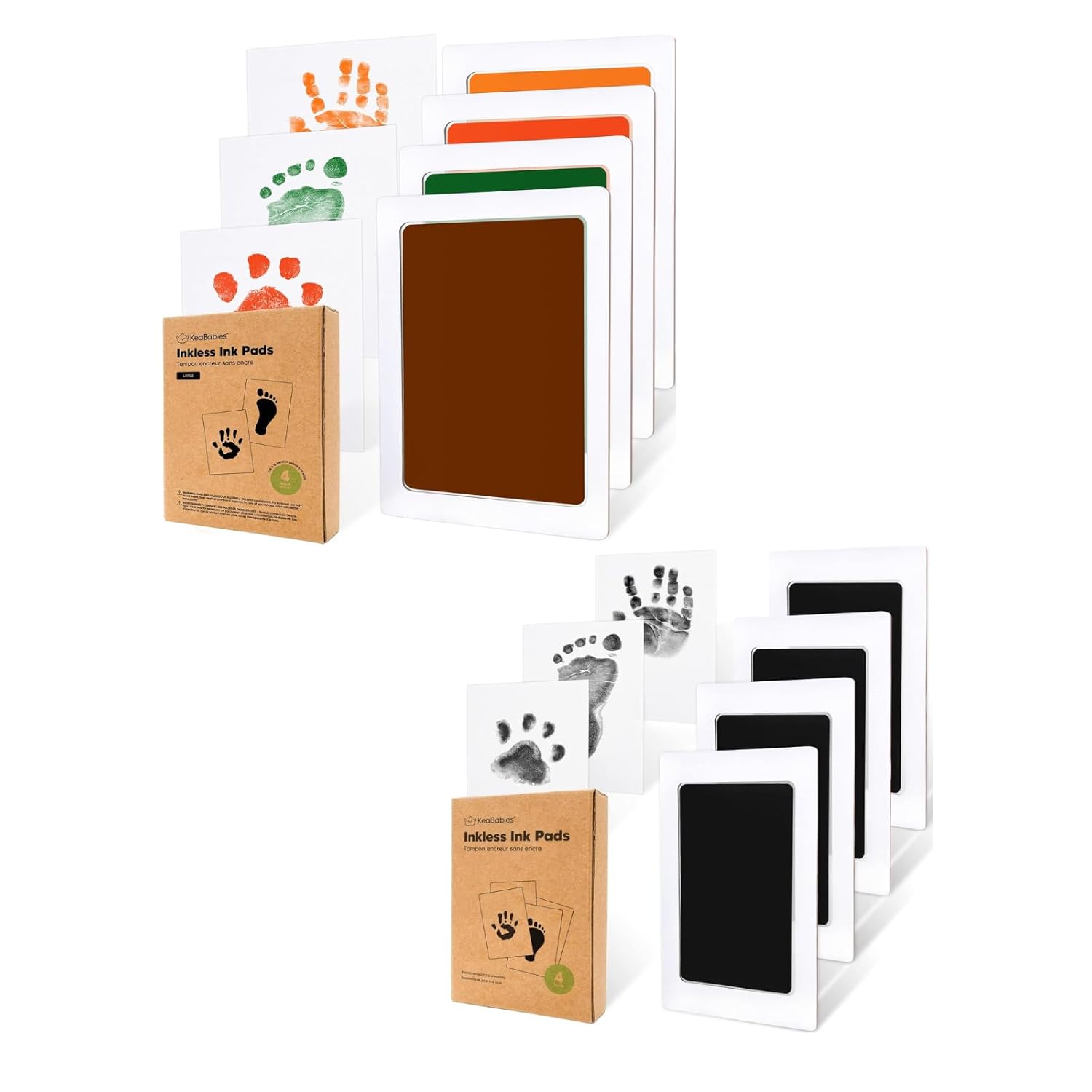 KeaBabies 4-Pack Inkless Baby Hand and Footprint Kit - Mess Free Ink Pad for Newborn Keepsake, Dog Nose & Paw Print Kit, Clean Touch Ink Pad for Baby Hand & Footprints, Ideal Mother's Day Gifts