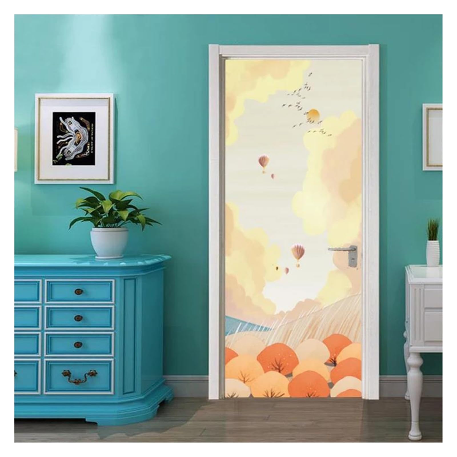 Décoration de maison affiche murale porche et sticker mural porte dessin animé 90x200
