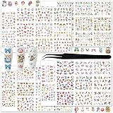 JERCLITY 44 Sheets Lovely Pet Theme Cat Dog Nail Art Stickers Decals with Tweezers Nail Decals Self-