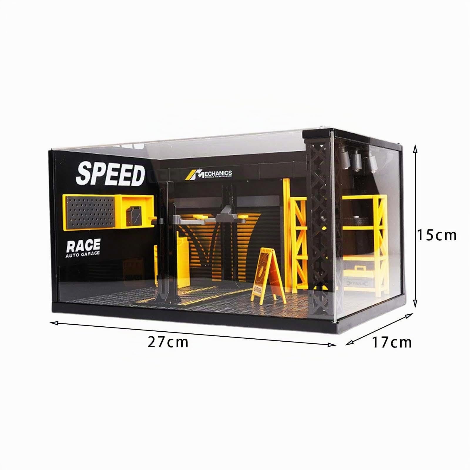 F Fityle 1/24 Diorama Car Garage Diorama Model, Shop Model, DIY Assembly DIY Toys, Display Scenery Model para Micro Landscape Gifts, con Tablero
