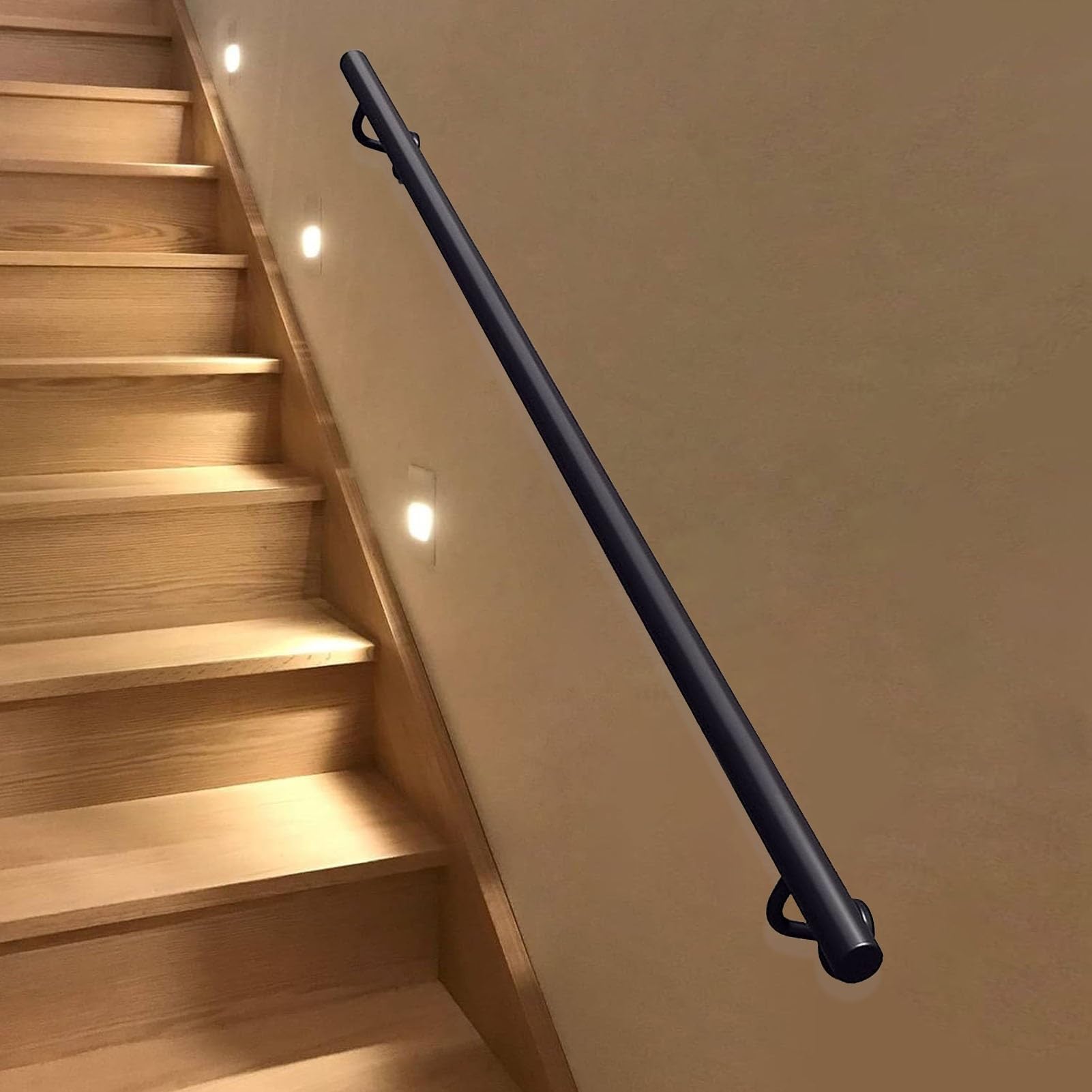 Rampe d'escalier pour extérieur en fer forgé noir de 420 cm au jardin