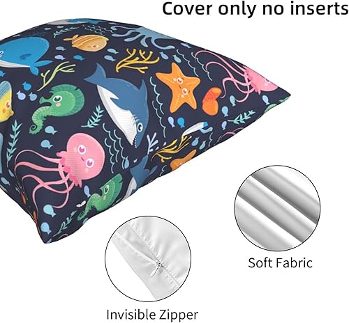 Miniatura 3 de Aimeryup Fundas de almohada decorativas de 12 x 12 pulgadas, divertidas fundas de cojín decorativas de animales marinos, fundas de cojín decorativas