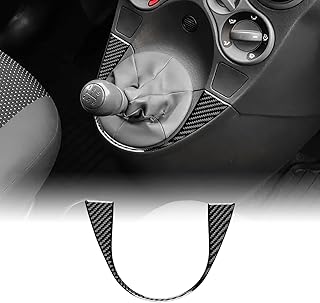 KUNGKIC For Fiat Panda 2003-2011 Carbon Fiber Car Center Console Decoration Panel Gear Lever Gear Shift Inner Frame Sticker Accessories Gift (Black)