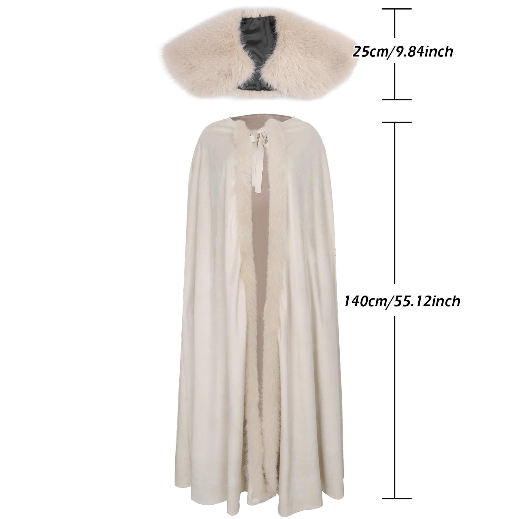 keland Renaissance - Capa de terciopelo con cuello de piel vikinga para mujer, disfraz de Halloween