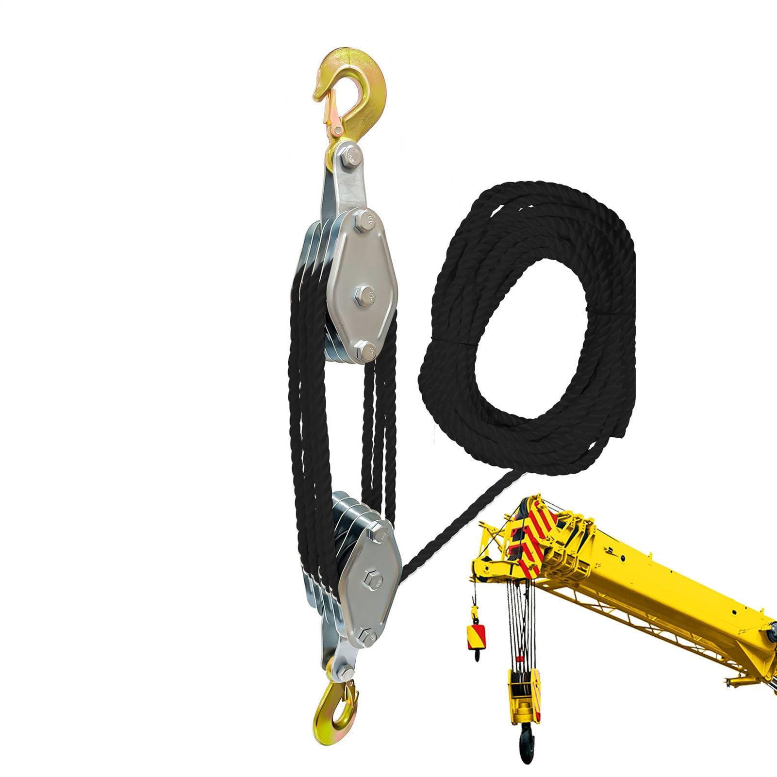 Robustes Seilzugsystem – Deckenmontage, Handseilzug-Set mit Stahlhaken und Nylonseil, Lasthebemechanismus für effiziente C-Handhabung