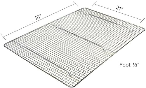 Miniatura 3 de Estante de alambre con patas de 20-1/2 pulgadas x 14-1/2 pulgadas para glaseado y enfriamiento, juego de 2 estantes para hornear galletas de