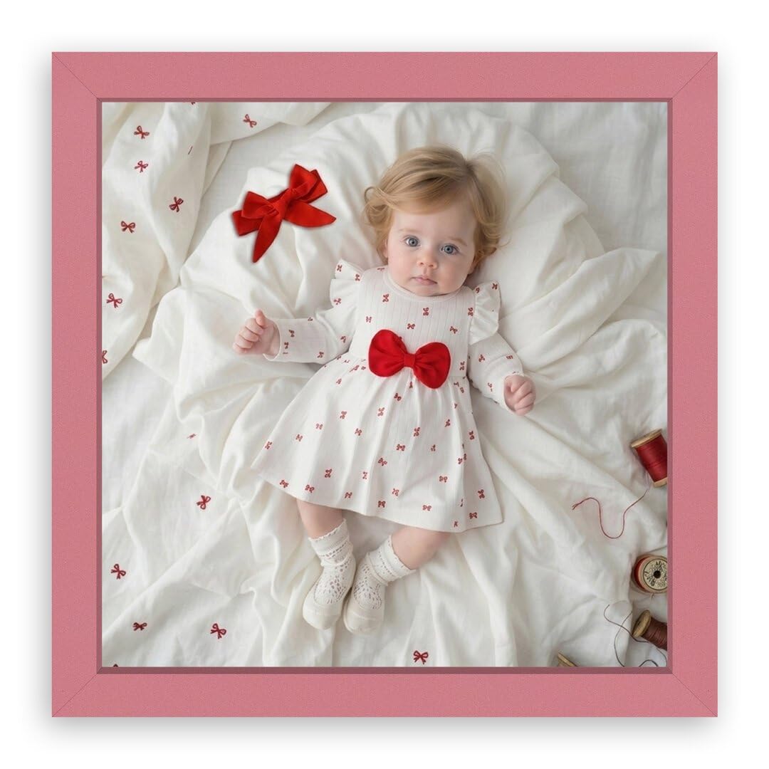 Procut Global Baby Pink 5x5" Sleek Picture Frame for Nursery, Baby Gift - Photo Frame with Perspex Front, Wall or Tabletop Display - Keepsake for Newborn, Baby Shower & First Photo Memories
