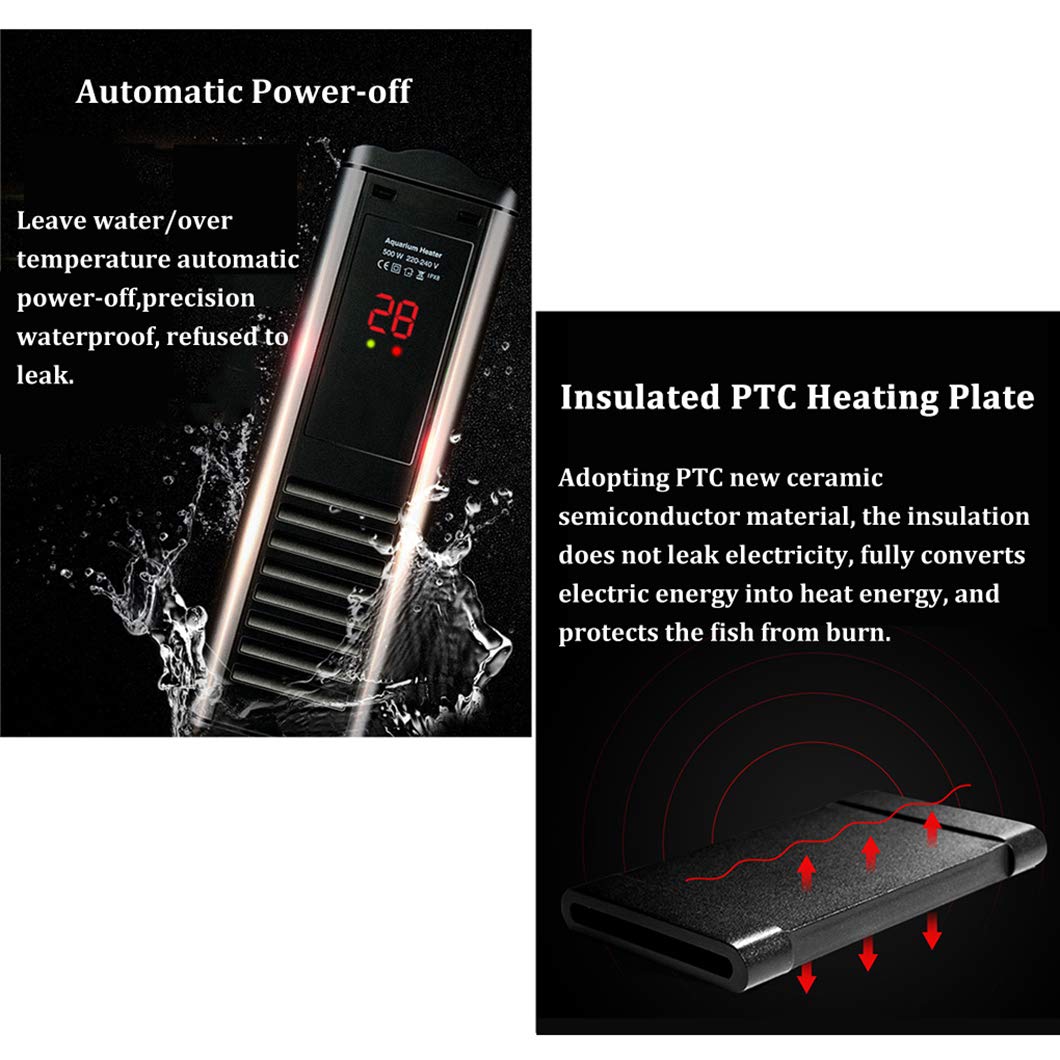 SYTH Calentador de Acuario Sumergible,PTC Calentador de pecera,con Pantalla LED de Temperatura y Controlador de Temperatura Externo, Calentador de Agua Sumergible de Ahorro de energía
