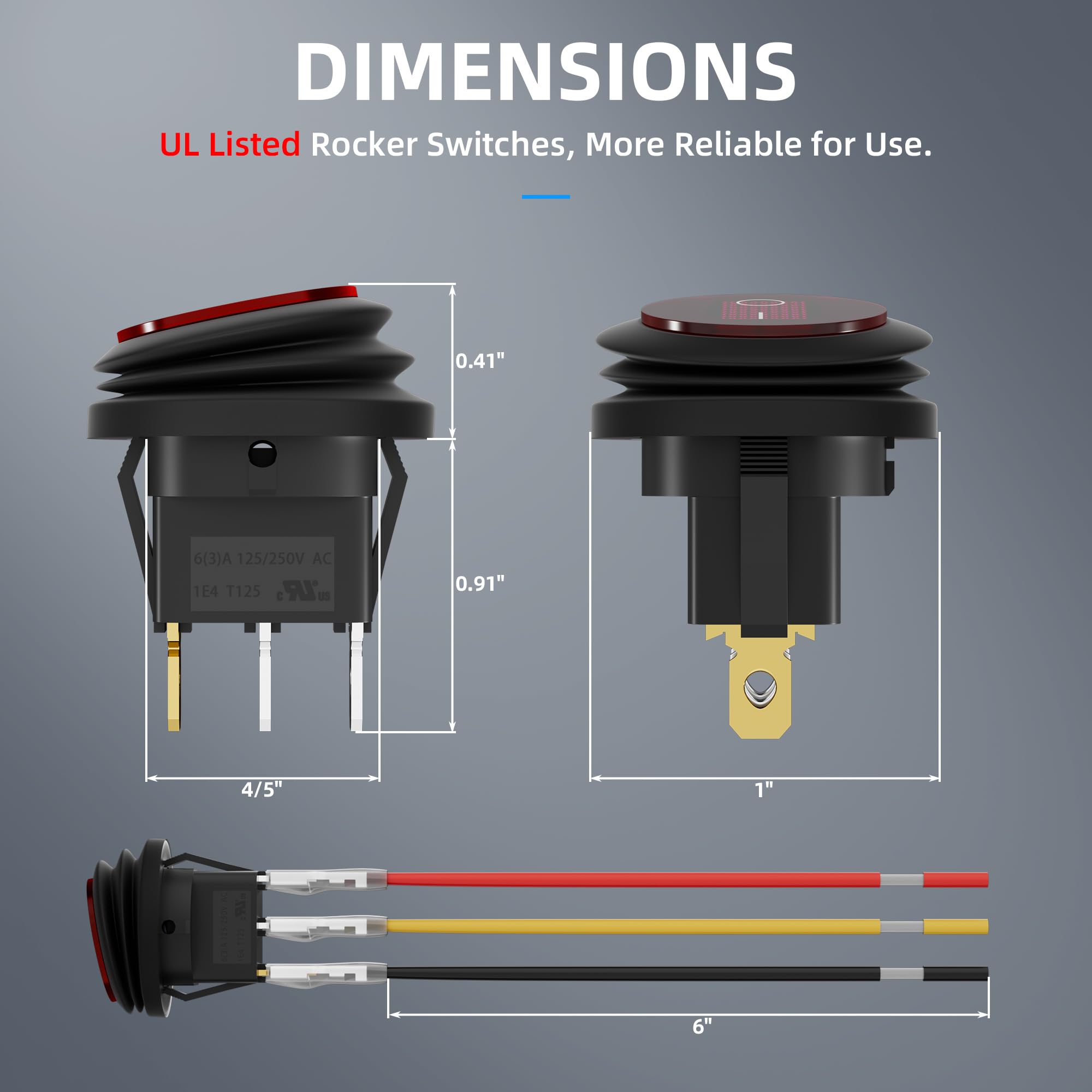 Snapklik.com : DaierTek Rocker Switch 12V 20A Waterproof Marine Round ...
