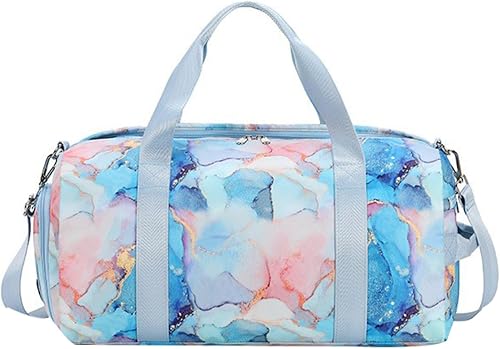 Teens Women Travel Bag Girls Gym Duffle Bag Sports Ballet Bag with Shoe Compartment, Light Blue, 23 Liters, Travel Duffle