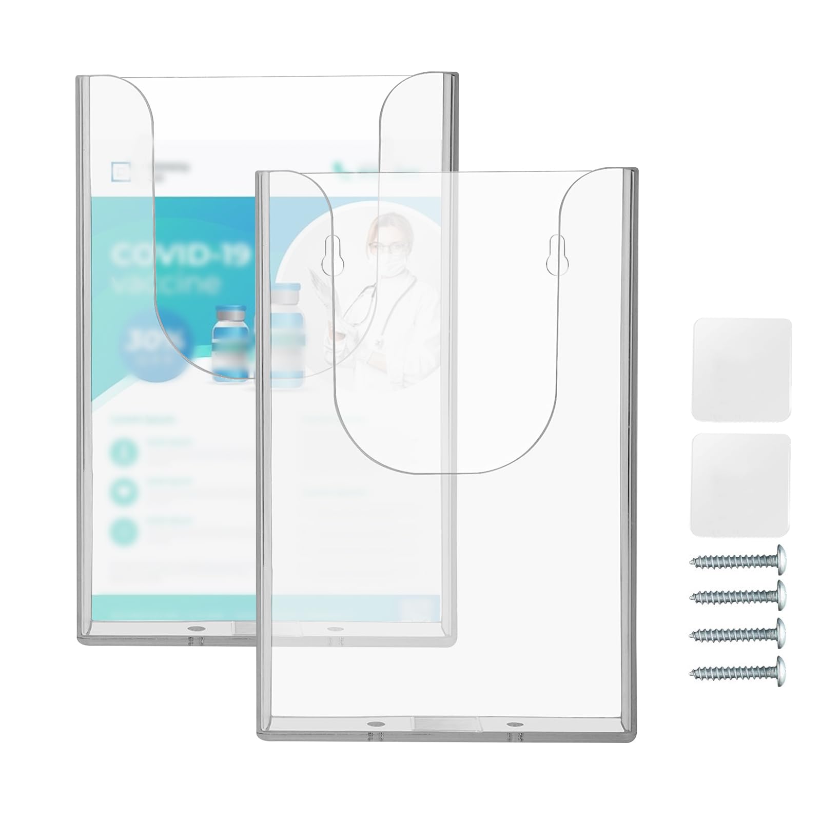 2 Soportes para Folletos de Pared A6: Soporte de Plástico Transparente para Colgar Revistas, Menús y Documentos