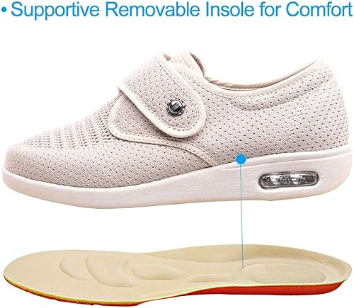 Vista 4 de Women's Diabetic Elderly Shoes Mesh Breathable Walking Sneakers Lightweight Adjustable Easy On and Off Strap Summer Slippers for Swollen Feet