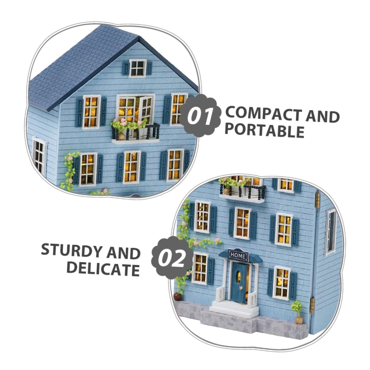 Kit per Casa delle Bambole in Miniatura in Legno con Mobili Set Fai da Te Robusto e Portatile per Decorazioni Natalizie e Lavoretti Creativi Regalo per e Appassionati