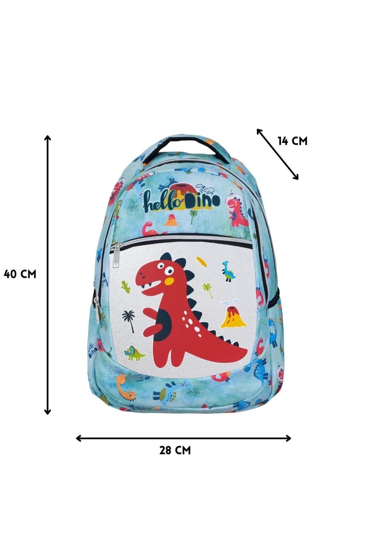 TahTicMer ilkokul Okul Sırt çantası Kız Erkek Unisex Beslenme çantalı Ortopedik 2li Set Dinozor Su Yeşili