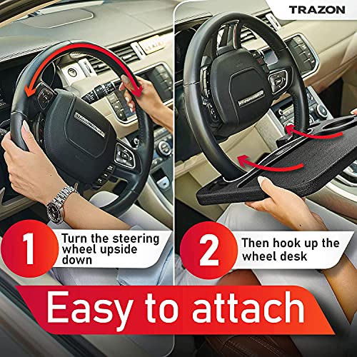 Image of Steering Wheel Tray for Laptop & Food, Car Tray for Steering Wheel, Car Trays for Eating, Car Food Trays for Adults, Laptop Car Desk, Car Seat Travel Tray Table for Driver