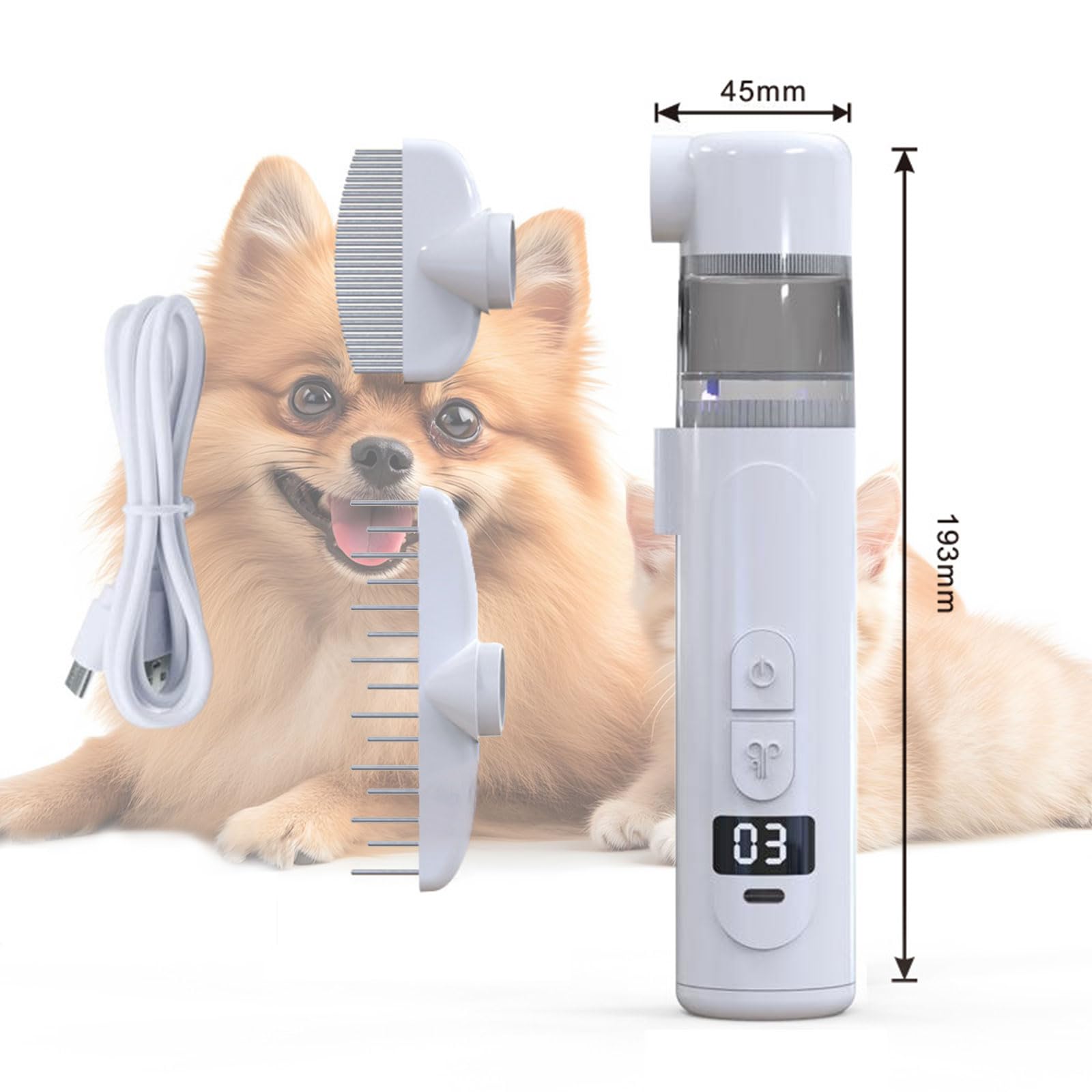 Peine Anti Piojos Eléctrico Peines Anti-pulgas para Mascotas 2 en 1 Aspirador de Piojos Profesional Herramienta de Limpieza Peines Eléctricos para Personas y Mascotas (Blanco)