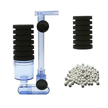 UPETTOOLS Aquarium Biochemical Sponge Filter Ultra Quite Aquarium Air Pump Single Head Bio Sponge Fish Tank Foam Filter (Single Sponge Filter Black)