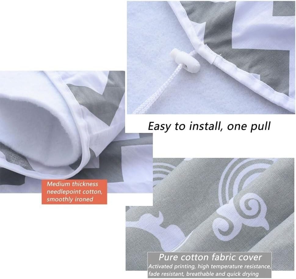 Heavy Duty Ironing Board Cover with Heat-Reflective Coating & Felt Padding, Temperature-Resistant, Breathable, Quick-Drying, for Standard Boards (36x13 inches)