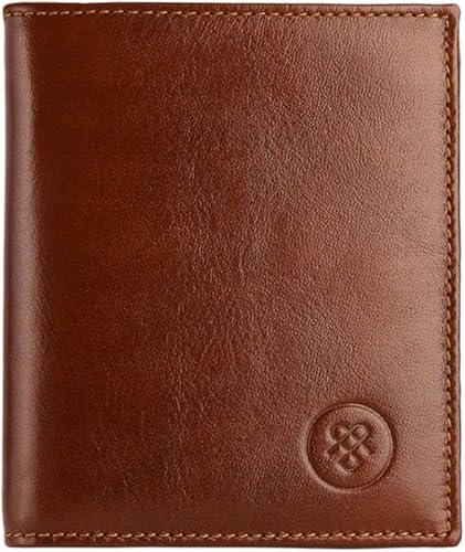 Maxwell Scott Mens Luxury Leather Bifold Wallet with Coin Pocket The Rocca Classic Small Pocketbook Cards Holder Tan Brown