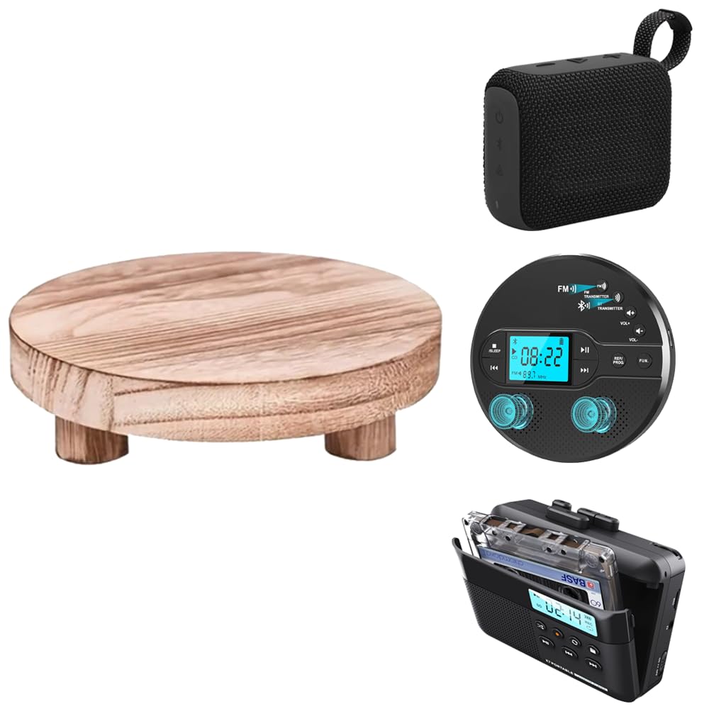 Support en bois pour lecteur cassette et MP3 au bureau ou salon